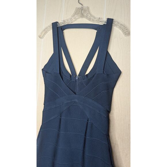 NWT Herve Leger navy blue sexy body con bandage cocktail dress size Medium - Picture 4 of 12